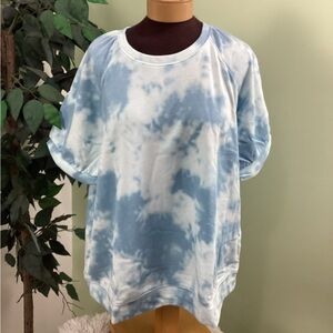 Sonoma 1X blue tie dye short sleeve sweatshirt new with tags